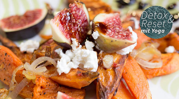 Gebackene Süßkartoffeln mit frischen Feigen