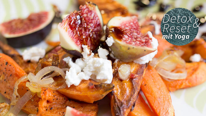 Gebackene Süßkartoffeln mit frischen Feigen