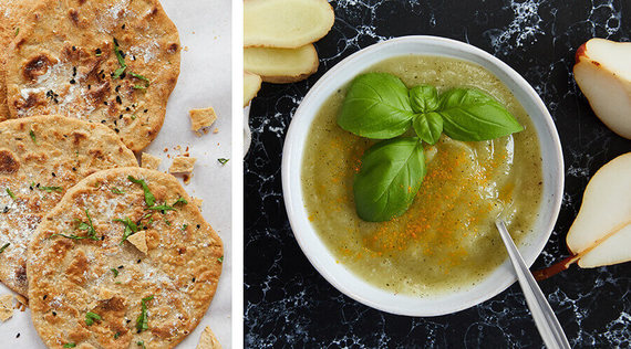 Birnen-Pastinaken-Basilikum-Suppe mit Chapati