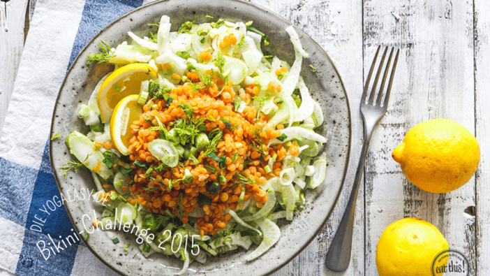 Veganer Fenchelsalat mit warmen Linsengemüse