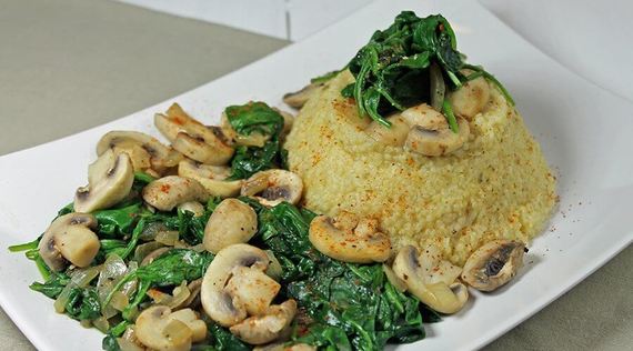 Rezept: Hirse-Spinat mit Champignons