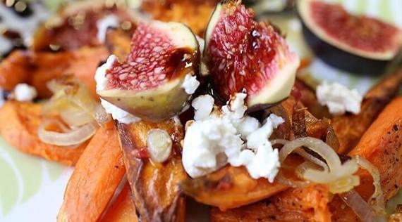 Gebackene Süsskartoffeln mit frischen Feigen