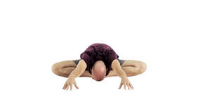 aus baddha konasana in vorgebeugtes baddha konasana (aus dem gebundenen Winkel in den vorgebeugten gebundenen Winkel)